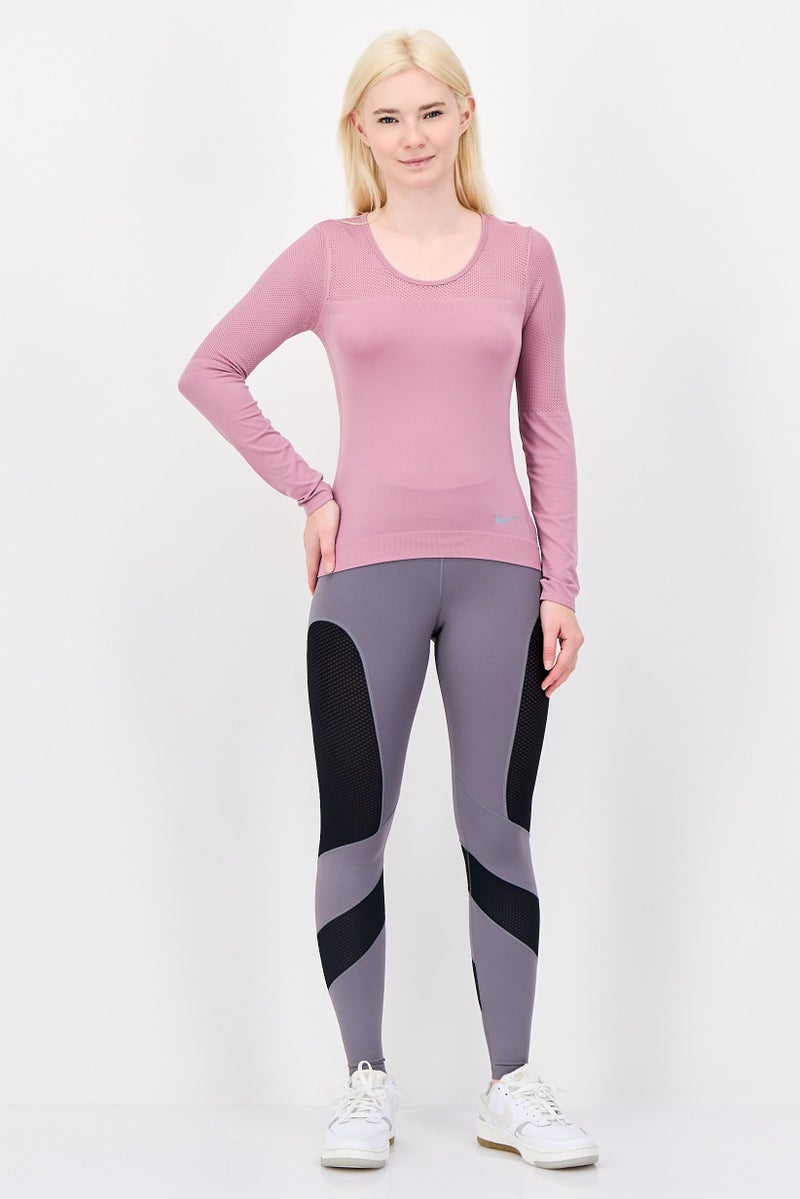 Nike Women Sportswear Fit Brand Logo Long Sleeve Training Top, Lilac - Image 4